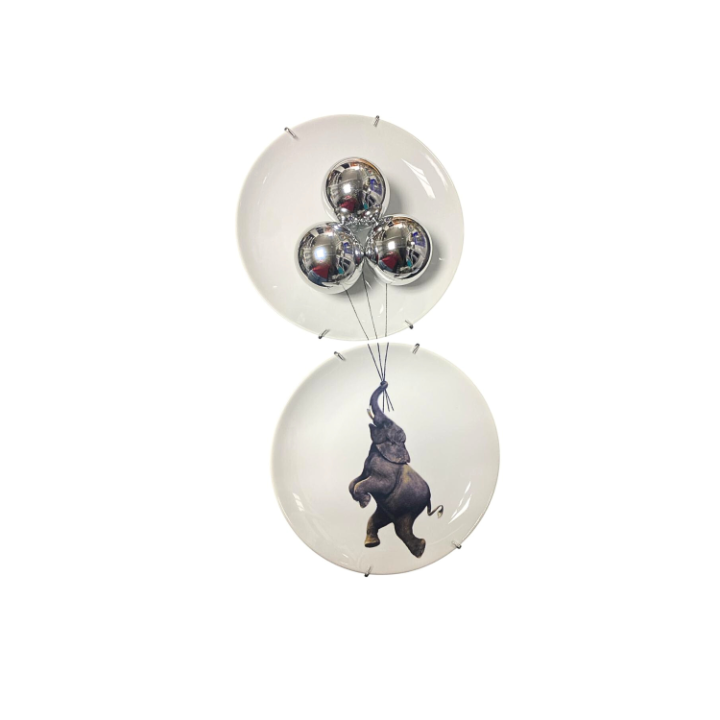 Conjunto 2 Pratos Elefante Balões Prata 638 SR12270