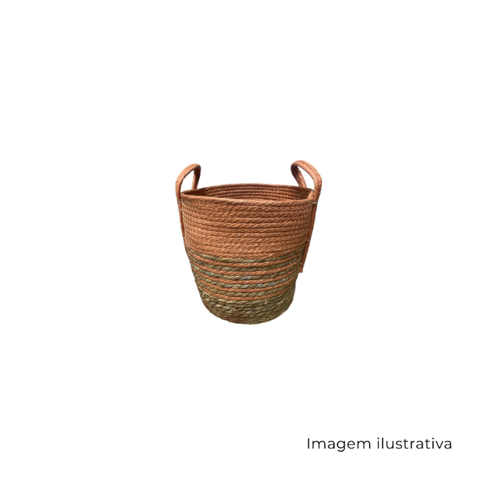 Cesto Palha Laranja Com Alças P 159570 SR13041