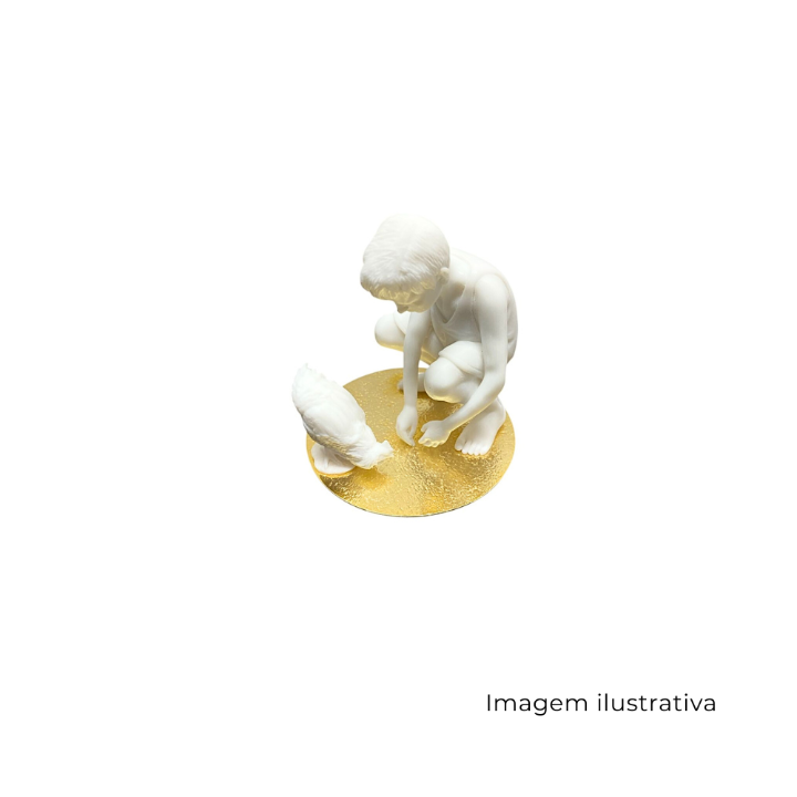 Escultura Encantador Galinha Base Ouro P E0112 SR13225