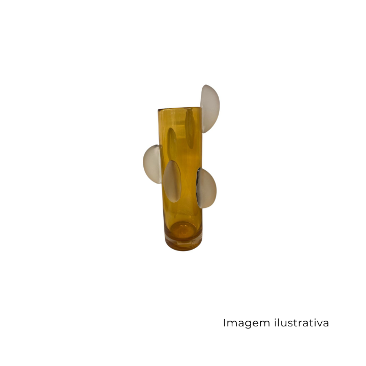 Vaso Em Vidro Ambar Com Detalhes Fosco P 642187 SR13432