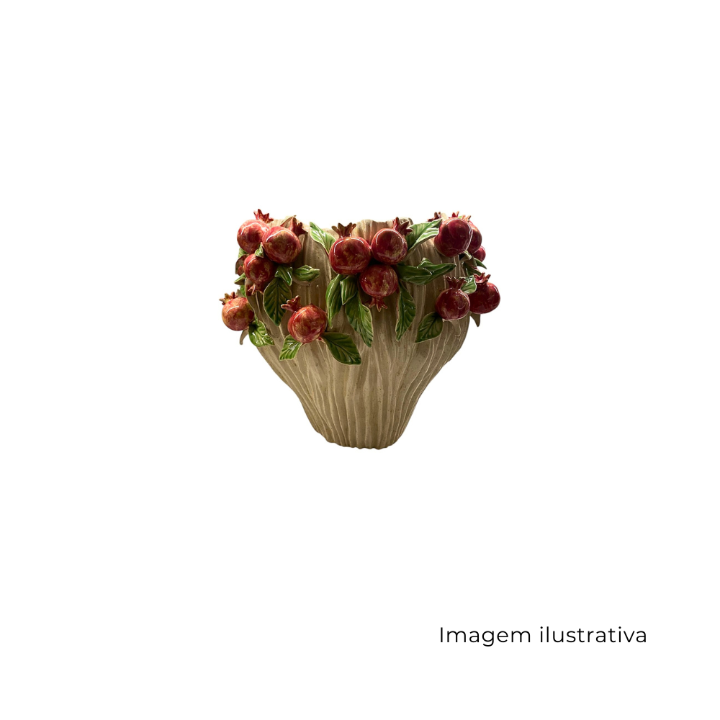 Vaso Em Ceramica Branco Com Frutas Vermelhas 71611 SR13455