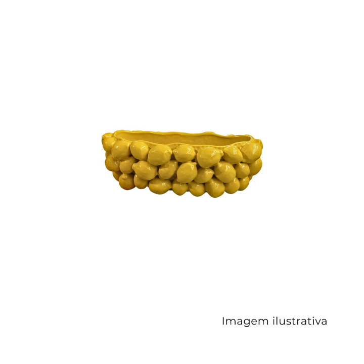 Centro De Mesa Decor Em Ceramica Amarelo Limoes Siciliano 57085 SR13464