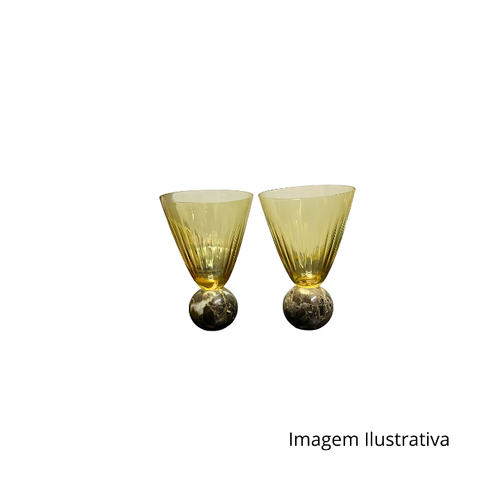 Taca Para Agua Ambar Com Base Esferica Em Marmore 75852 ACV13582