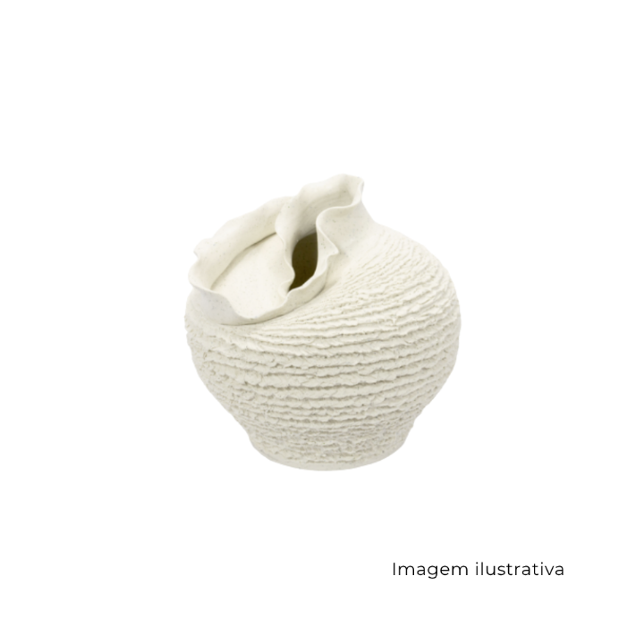 Vaso Em Cerâmica Bege Com Detalhes 65803 SR 12376