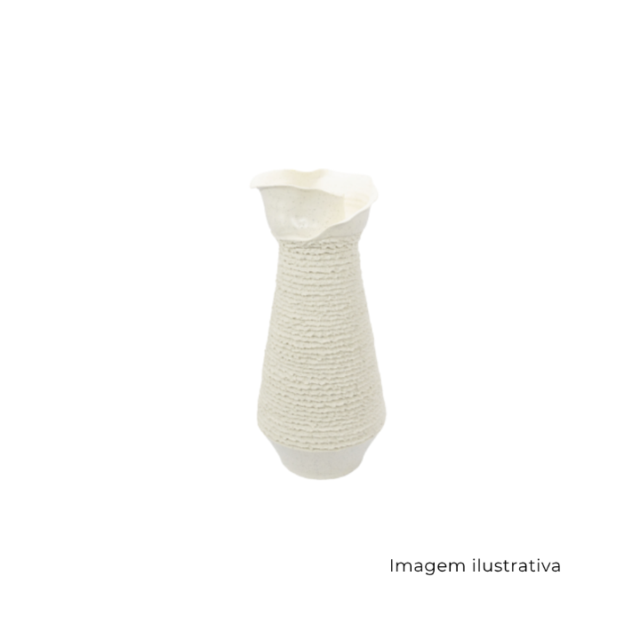Vaso Em Cerâmica Bege Com Detalhes 65804 SR 12377