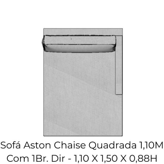 Modulo Sofá Aston Chaise Quadrada 1,10M Com 1Br. Dir - 2126 1,10 X 1,50 X 0,88H