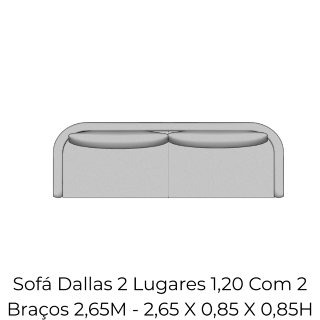 Sofá Dallas 2 Lugares 1,20 Com 2 Braços 2,65M - 2136 2,65 X 0,85 X 0,85H