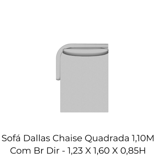 Modulo Sofá Dallas Chaise Quadrada 1,10M Com Br Dir - 2152 1,23 X 1,60 X 0,85H