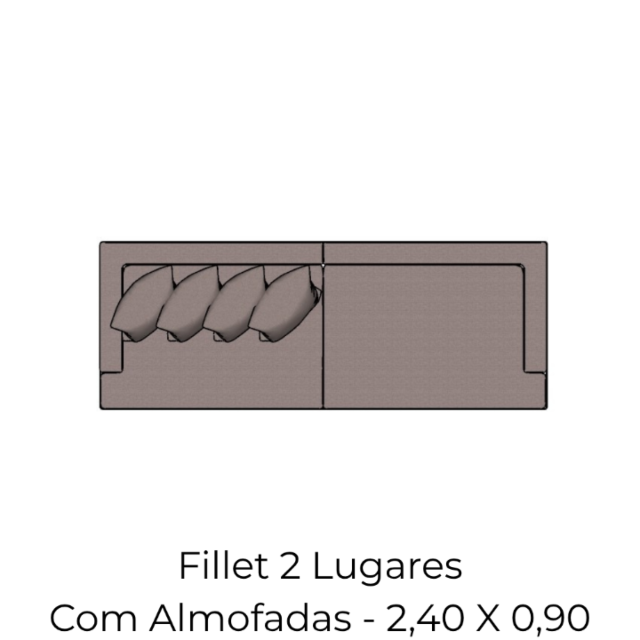 Sofa Fillet 2 Lugares 240 - Com Almofadao - 2,40 X 0,90