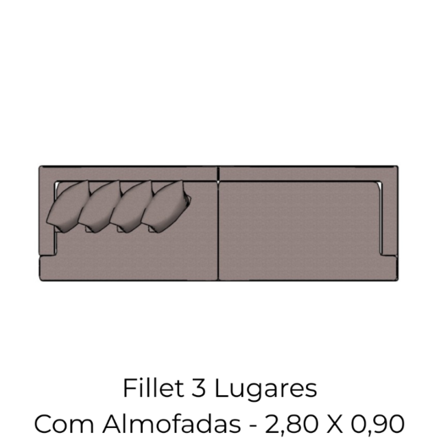 Sofa Fillet 3 Lugares 2,80 - Com Almofadao - 2,80 X 0,90