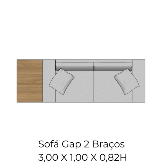 Módulo Sofá Gap 2Br. AV 60 Esq - 3,00 X 1,00 X 0,82H