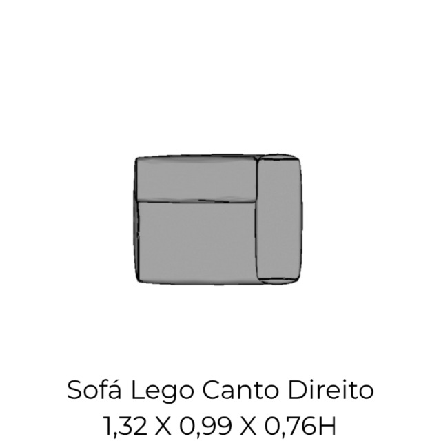 Modulo Sofá Lego Canto Direito - CD3 1,32 X 0,99 X 0,76H
