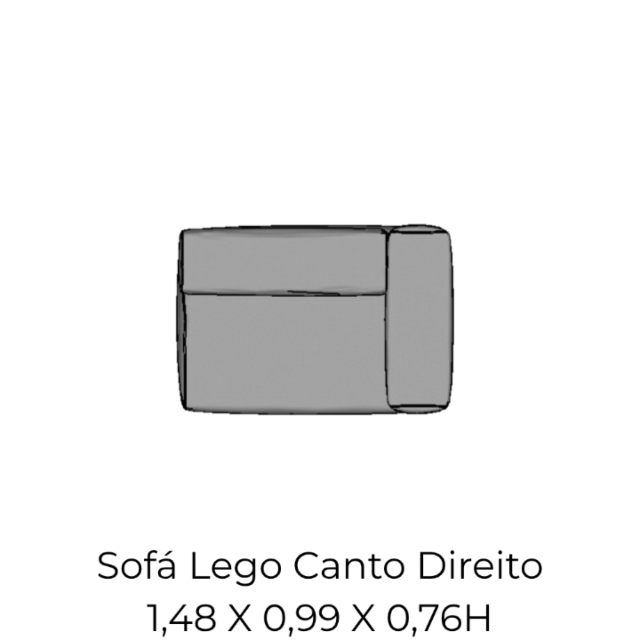 Modulo Sofá Lego Canto Direito - CD4 1,48 X 0,99 X 0,76H