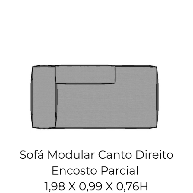 Modulo Sofá Modular Canto Dir Encosto Parcial - CDEP7 1,98 X 0,99 X 0,76H