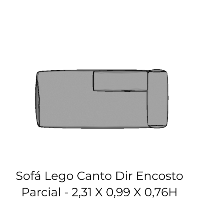 Modulo Sofá Lego Canto Dir Encosto Parcial - CDEP9 2,31 X 0,99 X 0,76H
