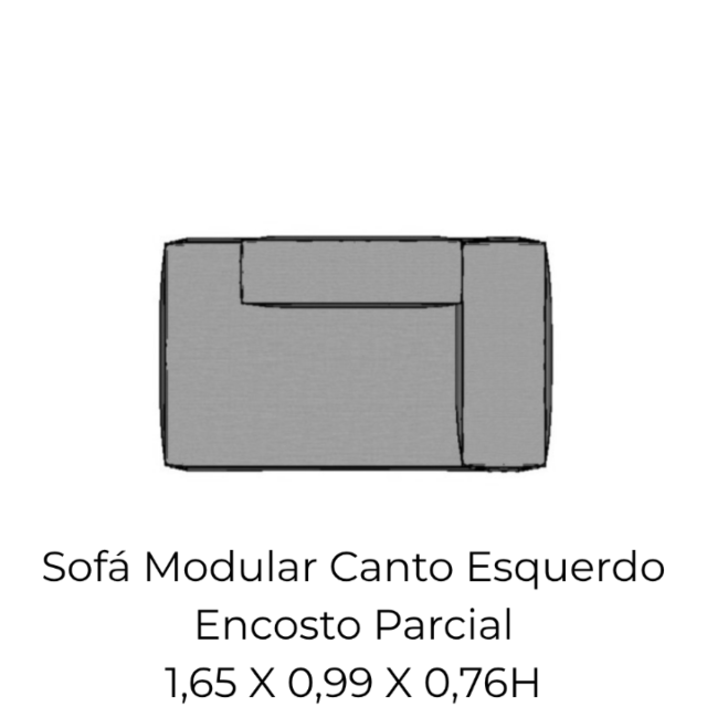 Modulo Sofá Modular Canto Esquerdo Encosto Parcial - CEEP5 1,65 X 0,99 X 0,76H
