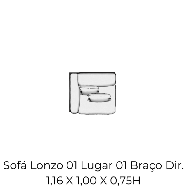 Módulo Sofá Lonzo 01 Lugar 01 Br. Dir. 1,16 X 1,00 X 0,75H