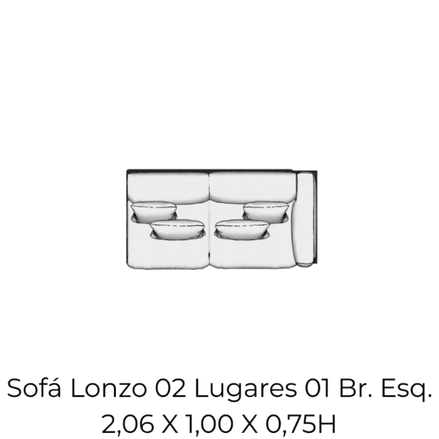 Módulo Sofá Lonzo 04 Lugares Com Chaise e Puff sem Mesa - 4,12 X 1,40 X 0,75H