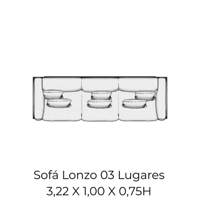 Módulo Sofá Lonzo 03 Lugares - 3,22 X 1,00 X 0,75H