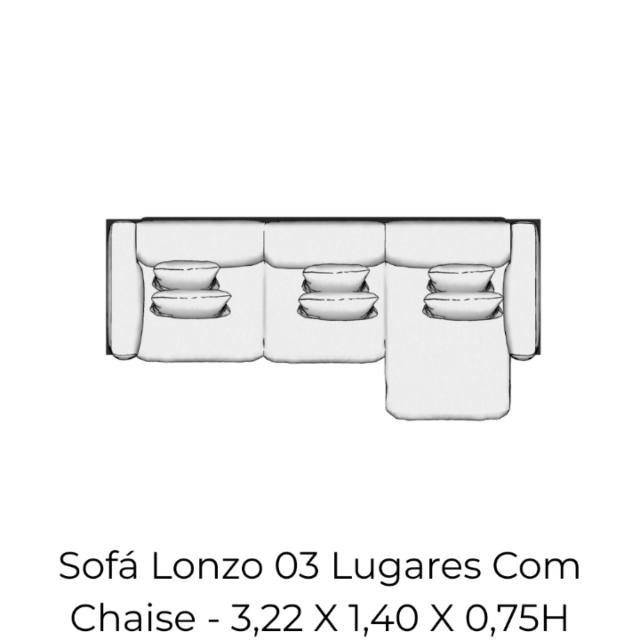 Módulo Sofá Lonzo 03 Lugares Com Chaise - 3,22 X 1,40 X 0,75H