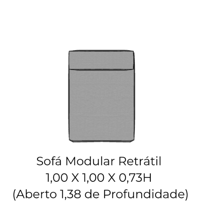 Modulo Sofá Modular Retratil - MIR1 1,00 X 1,00 X 0,73H (Aberto 138 Prof)
