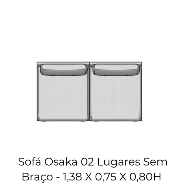 Modulo Sofá Osaka 02 Lugares Sem Braço - 1,38 X 0,75 X 0,80H