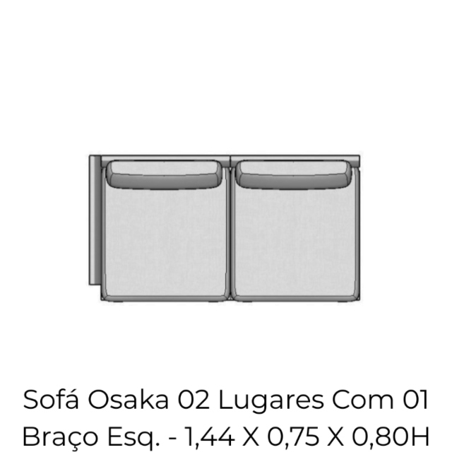 Modulo Sofá Osaka 02 Lugares Com 01 Braço Esq. - 1,44 X 0,75 X 0,80H
