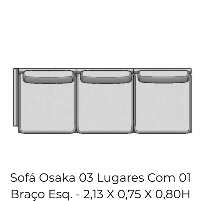 Modulo Sofá Osaka 03 Lugares Com 01 Braço Esq. - 2,13 X 0,75 X 0,80H