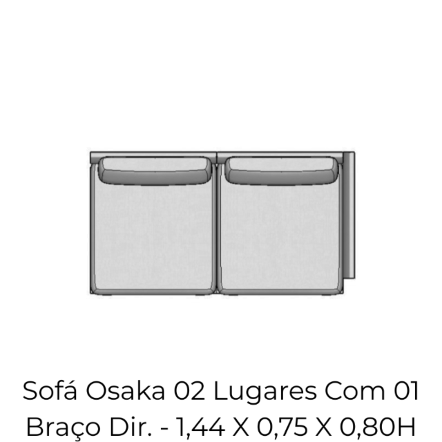 Modulo Sofá Osaka 02 Lugares Com 01 Braço Dir. - 1,44 X 0,75 X 0,80H