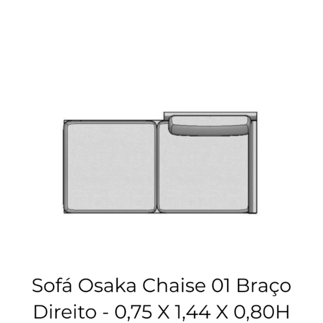 Modulo Sofá Osaka Chaise 01 Braço Dir. - 0,75 X 1,44 X 0,80H