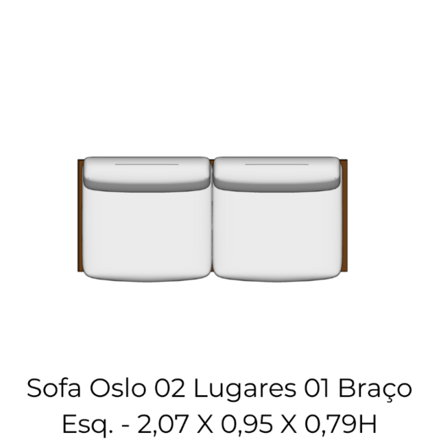 Modulo Sofa Oslo 02 Lugares 01 Braço Esq. - 2,07 X 0,95 X 0,79H
