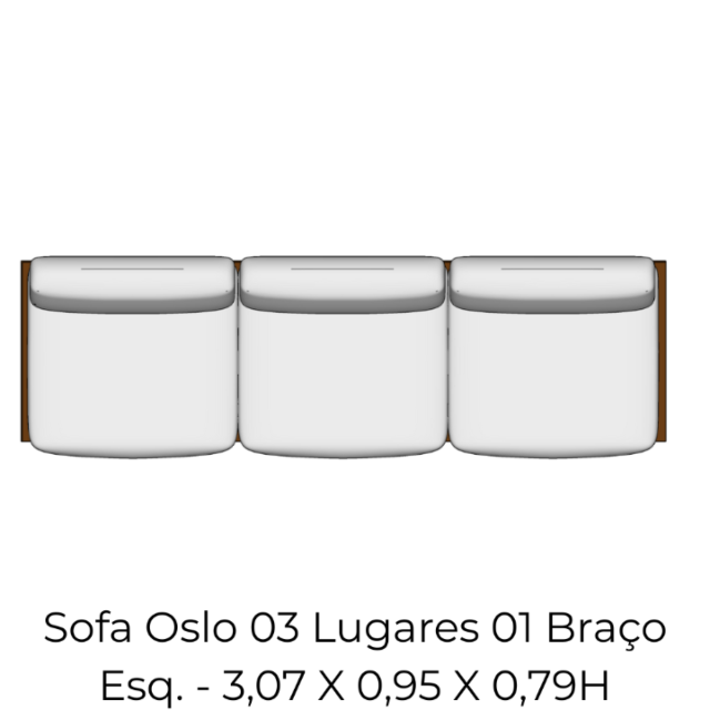 Modulo Sofa Oslo 03 Lugares 01 Braço Esq. - 3,07 X 0,95 X 0,79H