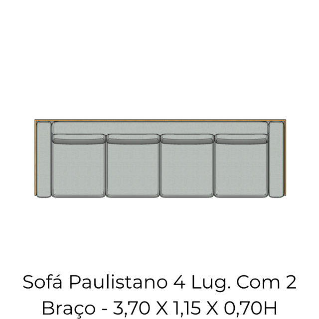 Módulo Sofá Paulistano 4 Lug. Com 2 Braço - 3,70 X 1,15 X 0,70H