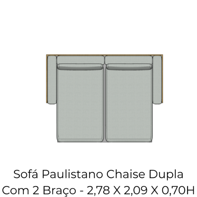 Módulo Sofá Paulistano Chaise Dupla Com 2 Braço - 2,78 X 2,09 X 0,70H