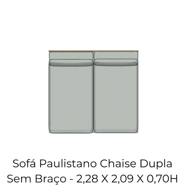 Módulo Sofá Paulistano Chaise Dupla Sem Braço - 2,28 X 2,09 X 0,70H