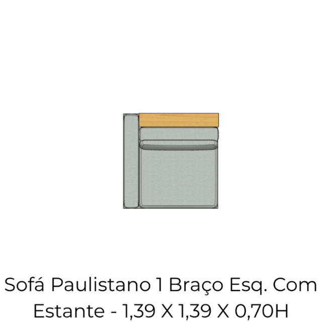 Módulo Sofá Paulistano 1 Braço Esq. Com Estante - 1,39 X 1,39 X 0,70H