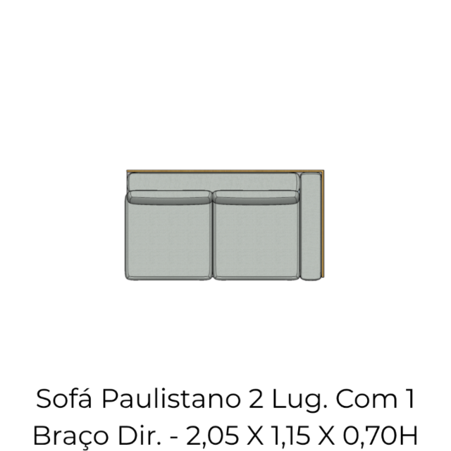 Módulo Sofá Paulistano 2 Lug. Com 1 Braço Dir. - 2,05 X 1,15 X 0,70H