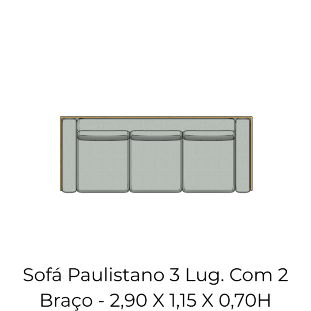 Módulo Sofá Paulistano 3 Lug. Com 2 Braço - 2,90 X 1,15 X 0,70H