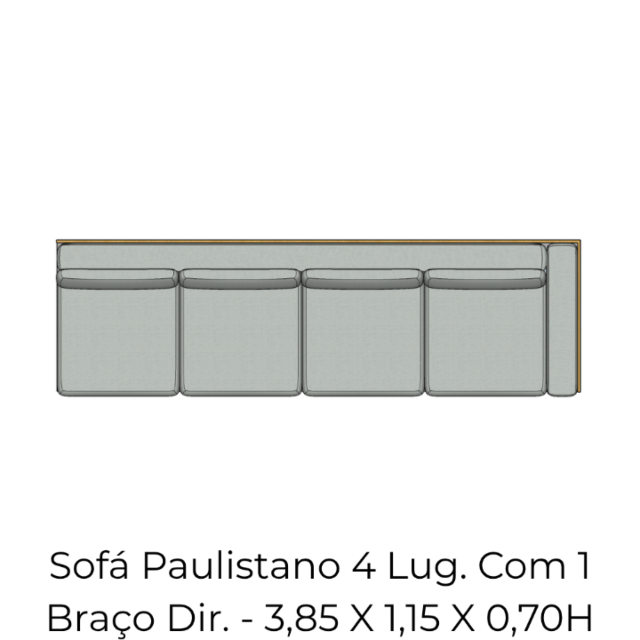 Módulo Sofá Paulistano 4 Lug. Com 1 Braço Dir. - 3,85 X 1,15 X 0,70H