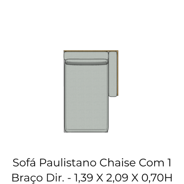 Módulo Sofá Paulistano Chaise Com 1 Braço Dir. - 1,39 X 2,09 X 0,70H