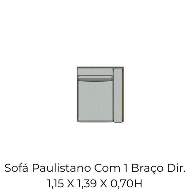 Módulo Sofá Paulistano Com 1 Braço Dir. - 1,15 X 1,39 X 0,70H