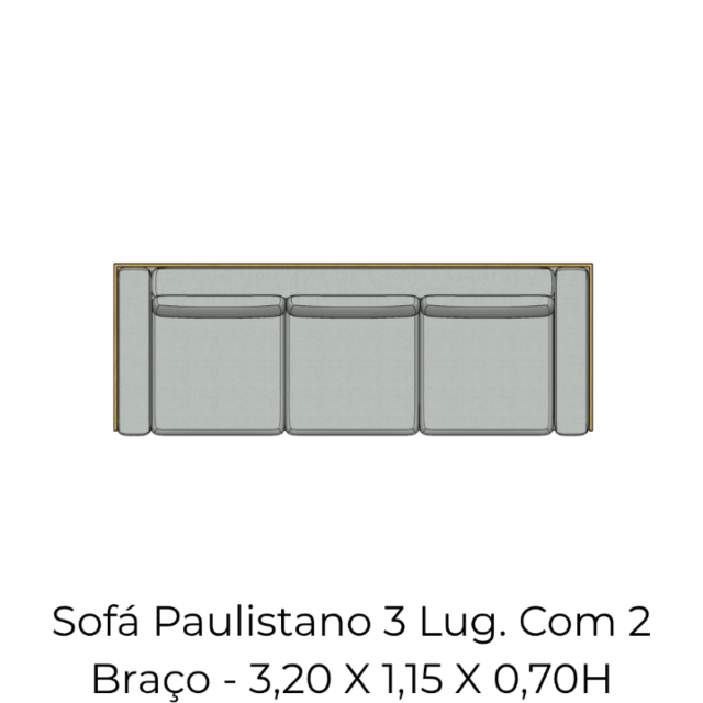 Módulo Sofá Paulistano 3 Lug. Com 2 Braço - 3,20 X 1,15 X 0,70H