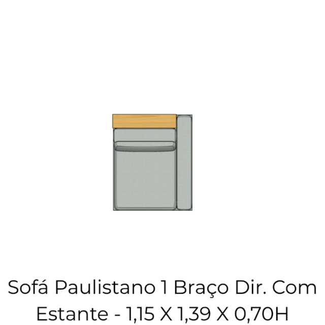 Módulo Sofá Paulistano 1 Braço Dir. Com Estante - 1,15 X 1,39 X 0,70H