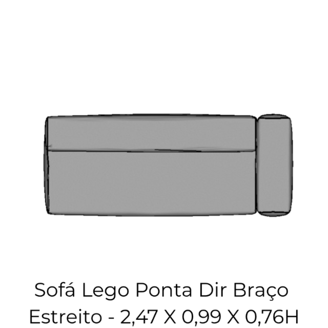 Modulo Sofá Lego Ponta Dir Braço Estreit - PDBE10 2,47 X 0,99 X 0,76H