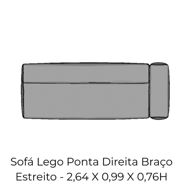 Modulo Sofá Lego Ponta Direita Braço Estreito - PDBE11 2,64 X 0,99 X 0,76H