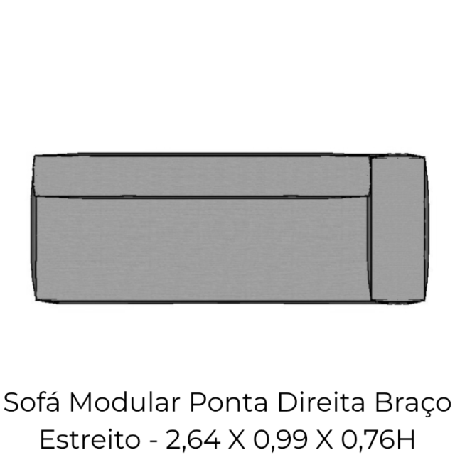 Modulo Sofá Modular Ponta Direita Braço Estreito - PDBE11 2,64 X 0,99 X 0,76H
