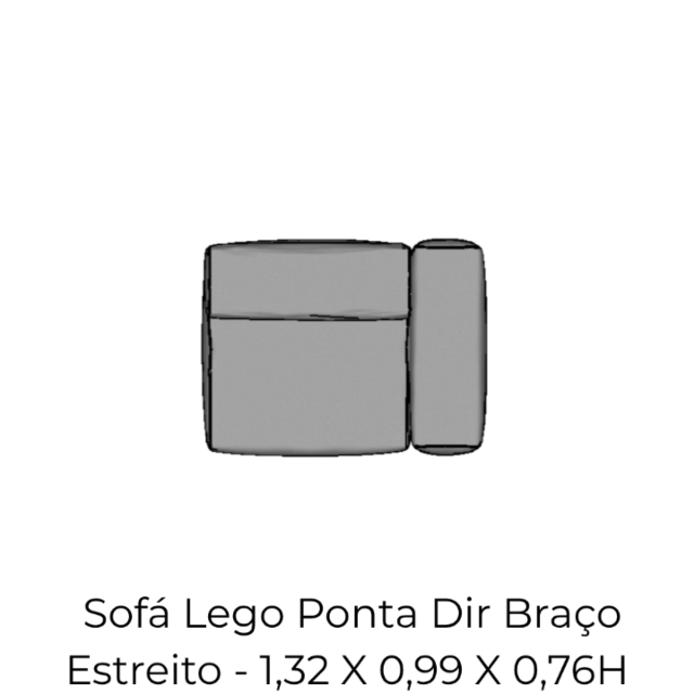 Modulo Sofá Lego Ponta Dir Braço Estreito - PDBE3 1,32 X 0,99 X 0,76H