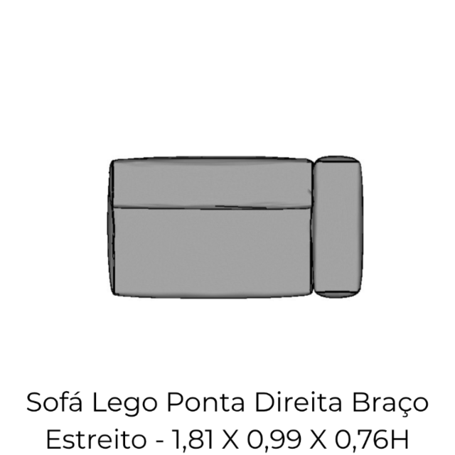 Modulo Sofá Lego Ponta Direita Braço Estreito - PDBE6 1,81 X 0,99 X 0,76H