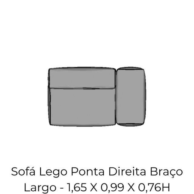 Modulo Sofá Lego Ponta Direita Braço Largo - PDBL5 1,65 X 0,99 X 0,76H