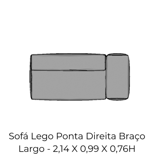 Modulo Sofá Lego Ponta Direita Braço Largo - PDBL8 2,14 X 0,99 X 0,76H